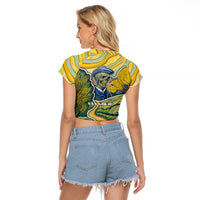 Vincent Van Gogh Skull Raglan Cropped T Shirt - Wonder Print Shop
