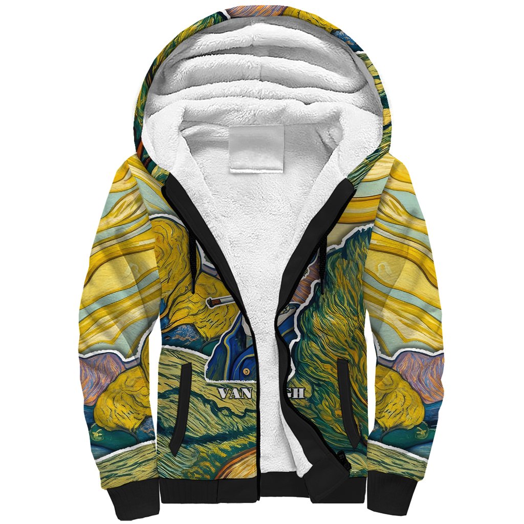 Vincent Van Gogh Skull Sherpa Hoodie - Wonder Print Shop