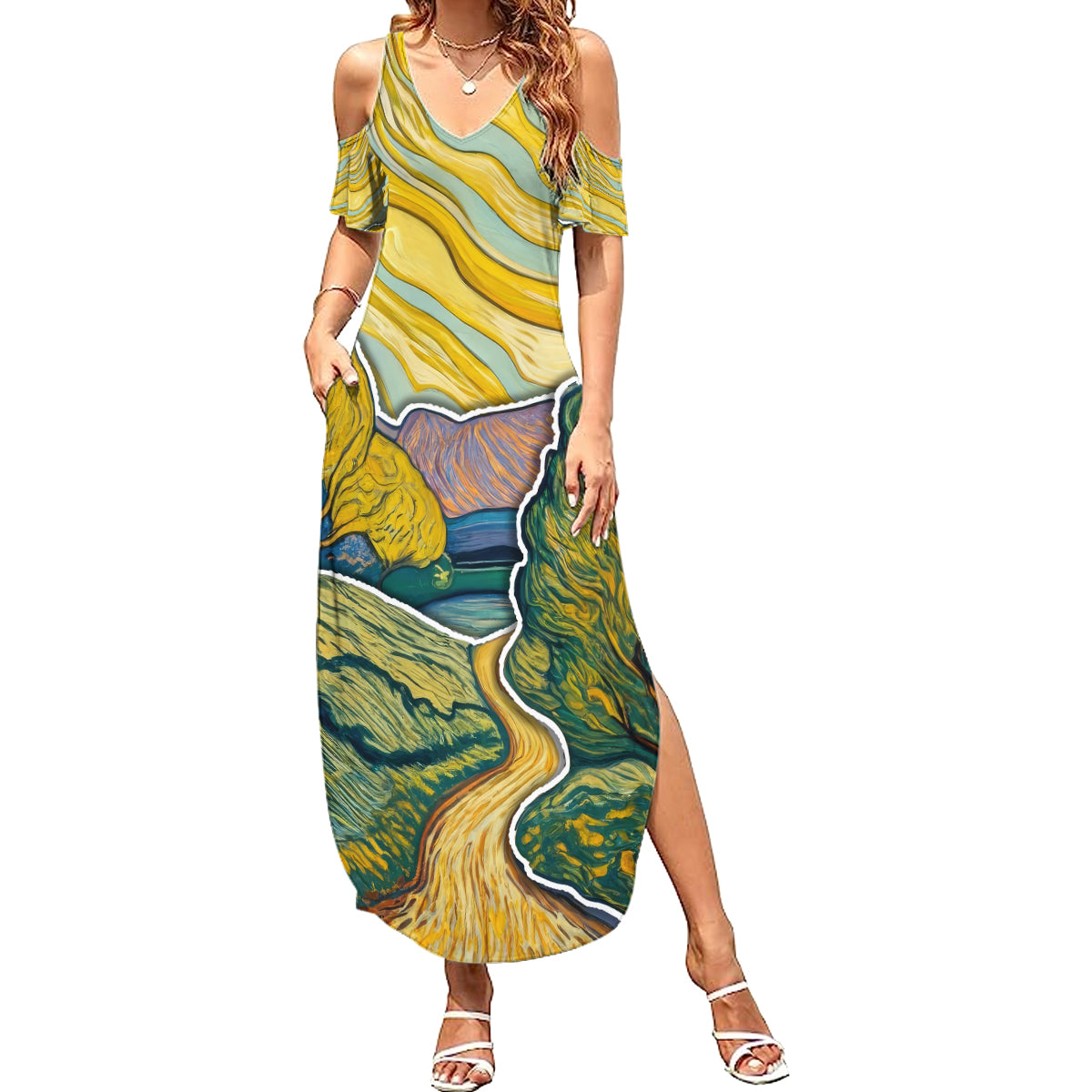 Vincent Van Gogh Skull Summer Maxi Dress - Wonder Print Shop
