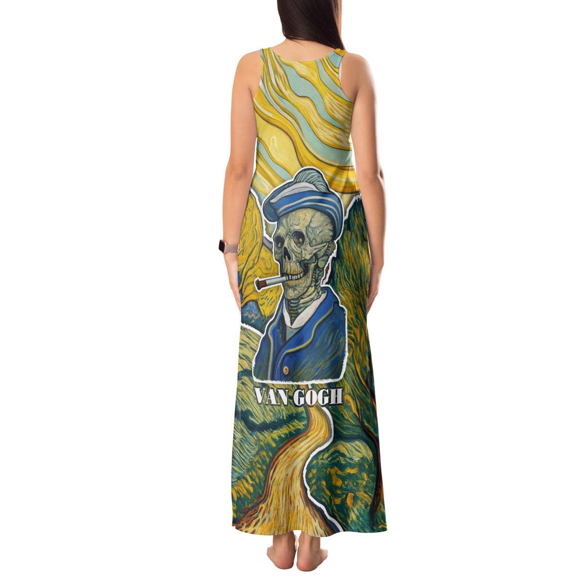 Vincent Van Gogh Skull Tank Maxi Dress - Wonder Print Shop