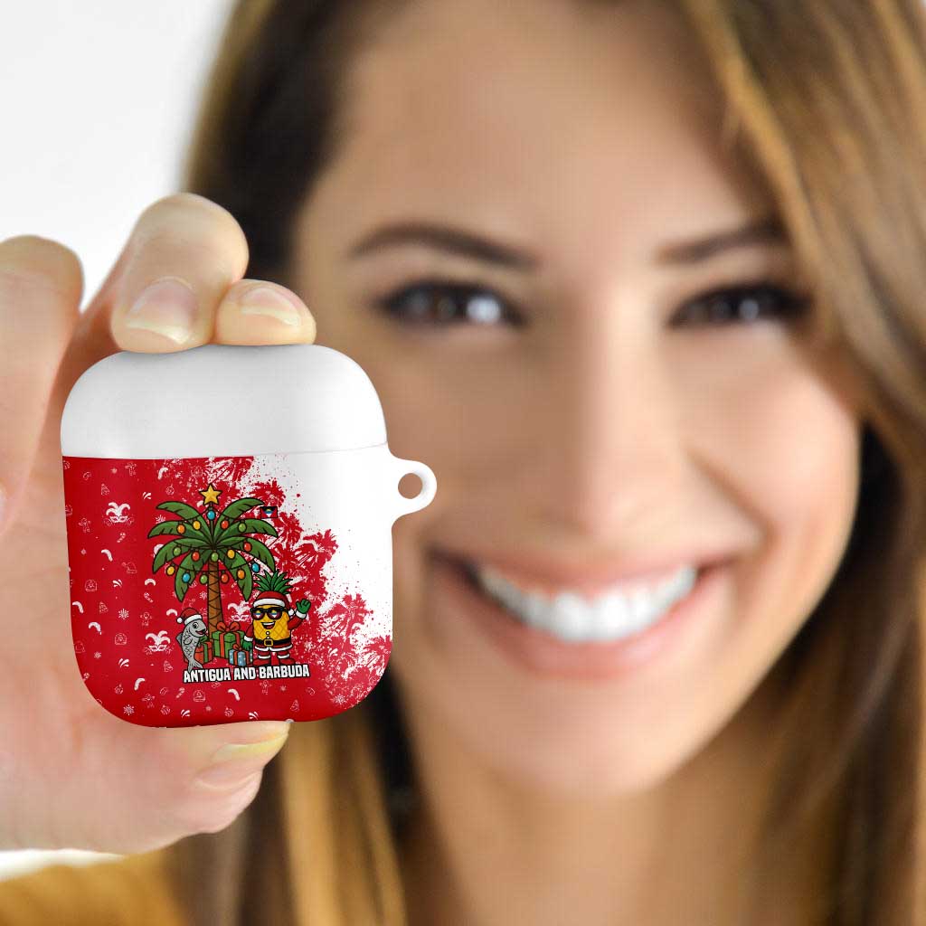 Antigua and Barbuda Christmas AirPods Case with Santa Pineapple Palm Tree Parrot and Gift Design - Wonder Print Shop