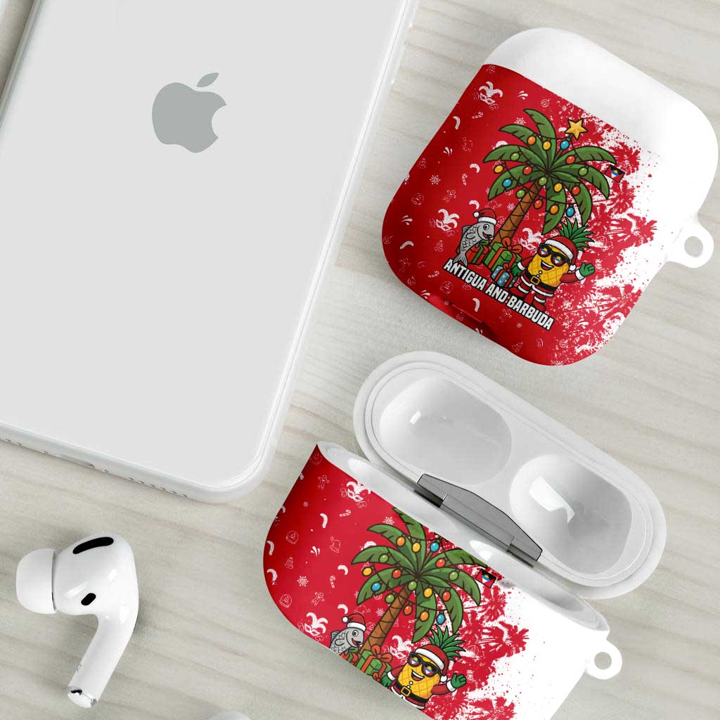 Antigua and Barbuda Christmas AirPods Case with Santa Pineapple Palm Tree Parrot and Gift Design - Wonder Print Shop