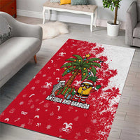 Antigua and Barbuda Christmas Area Rug with Santa Pineapple Palm Tree Parrot and Gift Design - Wonder Print Shop