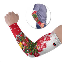 Antigua and Barbuda Christmas Arm Sleeves with Santa Pineapple Palm Tree Parrot and Gift Design - Wonder Print Shop