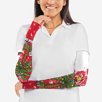 Antigua and Barbuda Christmas Arm Sleeves with Santa Pineapple Palm Tree Parrot and Gift Design - Wonder Print Shop