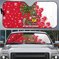Antigua and Barbuda Christmas Auto Sun Shade with Santa Pineapple Palm Tree Parrot and Gift Design - Wonder Print Shop