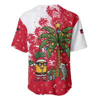 Antigua and Barbuda Christmas Baseball Jersey with Santa Pineapple Palm Tree Parrot and Gift Design - Wonder Print Shop