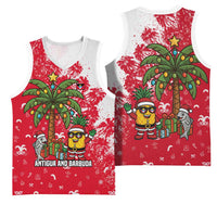 Antigua and Barbuda Christmas Basketball Jersey with Santa Pineapple Palm Tree Parrot and Gift Design - Wonder Print Shop