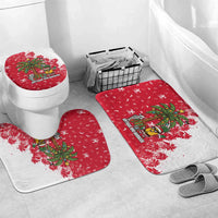 Antigua and Barbuda Christmas Bathroom Set with Santa Pineapple Palm Tree Parrot and Gift Design - Wonder Print Shop