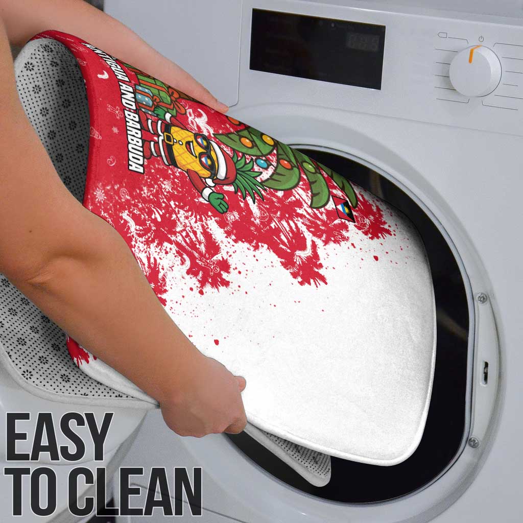 Antigua and Barbuda Christmas Bathroom Set with Santa Pineapple Palm Tree Parrot and Gift Design - Wonder Print Shop