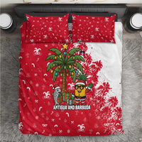 Antigua and Barbuda Christmas Bedding Set with Santa Pineapple Palm Tree Parrot and Gift Design - Wonder Print Shop