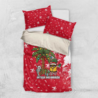 Antigua and Barbuda Christmas Bedding Set with Santa Pineapple Palm Tree Parrot and Gift Design - Wonder Print Shop