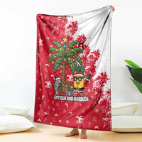 Antigua and Barbuda Christmas Blanket with Santa Pineapple Palm Tree Parrot and Gift Design - Wonder Print Shop