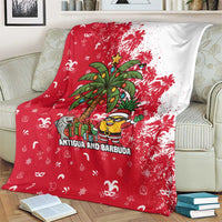 Antigua and Barbuda Christmas Blanket with Santa Pineapple Palm Tree Parrot and Gift Design - Wonder Print Shop