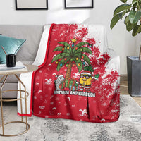 Antigua and Barbuda Christmas Blanket with Santa Pineapple Palm Tree Parrot and Gift Design - Wonder Print Shop