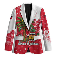 Antigua and Barbuda Christmas Blazer with Santa Pineapple Palm Tree Parrot and Gift Design - Wonder Print Shop