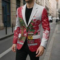 Antigua and Barbuda Christmas Blazer with Santa Pineapple Palm Tree Parrot and Gift Design - Wonder Print Shop