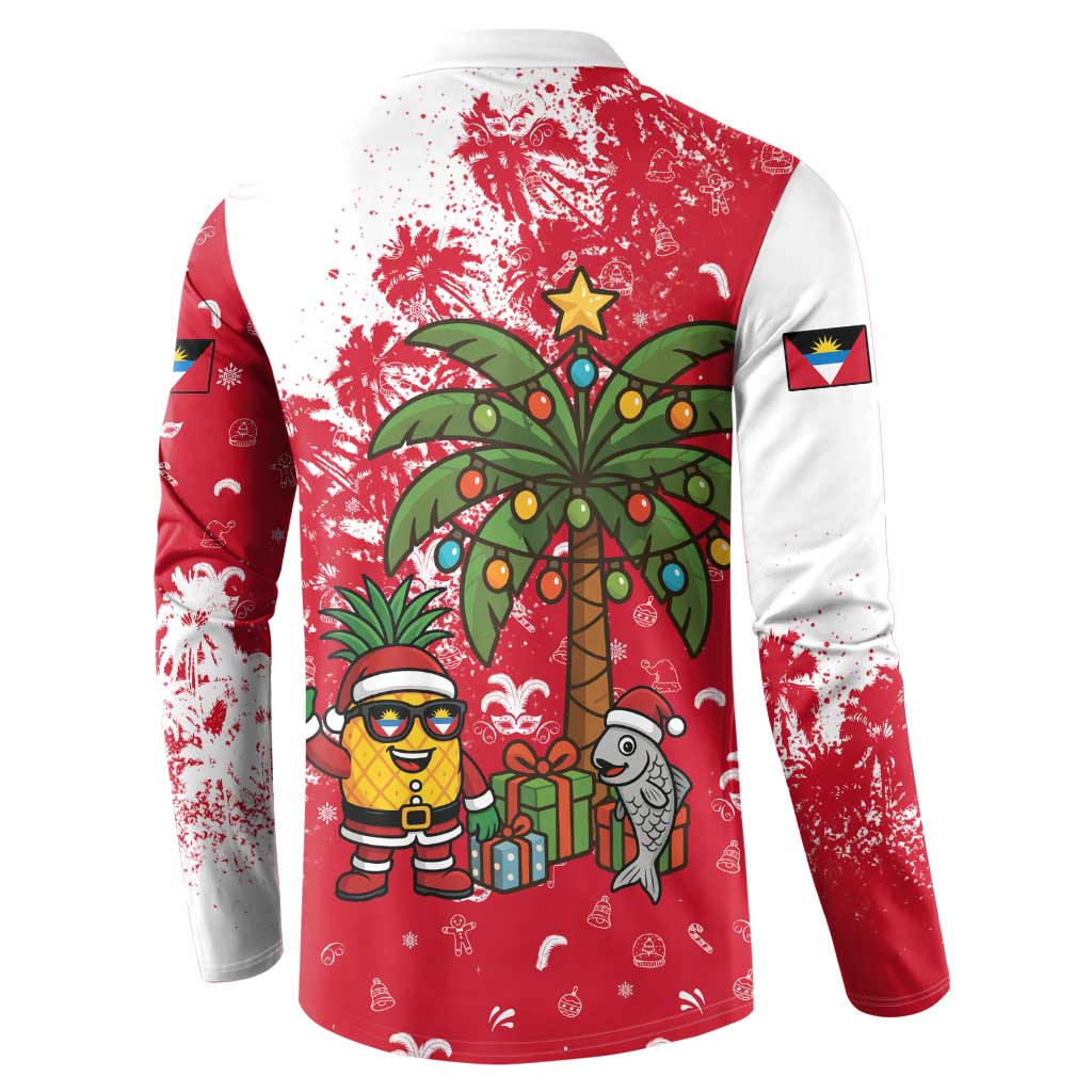 Antigua and Barbuda Christmas Button Sweatshirt with Santa Pineapple Palm Tree Parrot and Gift Design - Wonder Print Shop