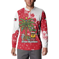Antigua and Barbuda Christmas Button Sweatshirt with Santa Pineapple Palm Tree Parrot and Gift Design - Wonder Print Shop