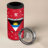 Antigua and Barbuda Christmas 4 in 1 Can Cooler Tumbler with Santa Pineapple Palm Tree Parrot and Gift Design - Wonder Print Shop