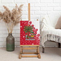 Antigua and Barbuda Christmas Canvas Wall Art with Santa Pineapple Palm Tree Parrot and Gift Design - Wonder Print Shop