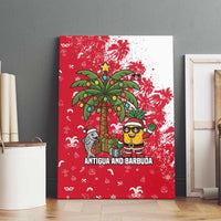 Antigua and Barbuda Christmas Canvas Wall Art with Santa Pineapple Palm Tree Parrot and Gift Design - Wonder Print Shop