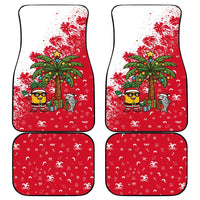 Antigua and Barbuda Christmas Car Mats with Santa Pineapple Palm Tree Parrot and Gift Design - Wonder Print Shop