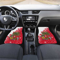 Antigua and Barbuda Christmas Car Mats with Santa Pineapple Palm Tree Parrot and Gift Design - Wonder Print Shop