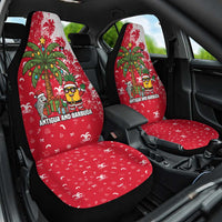 Antigua and Barbuda Christmas Car Seat Cover with Santa Pineapple Palm Tree Parrot and Gift Design - Wonder Print Shop