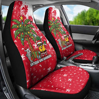 Antigua and Barbuda Christmas Car Seat Cover with Santa Pineapple Palm Tree Parrot and Gift Design - Wonder Print Shop
