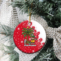 Antigua and Barbuda Christmas Ceramic Ornament with Santa Pineapple Palm Tree Parrot and Gift Design - Wonder Print Shop