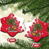 Antigua and Barbuda Christmas Ceramic Ornament with Santa Pineapple Palm Tree Parrot and Gift Design - Wonder Print Shop
