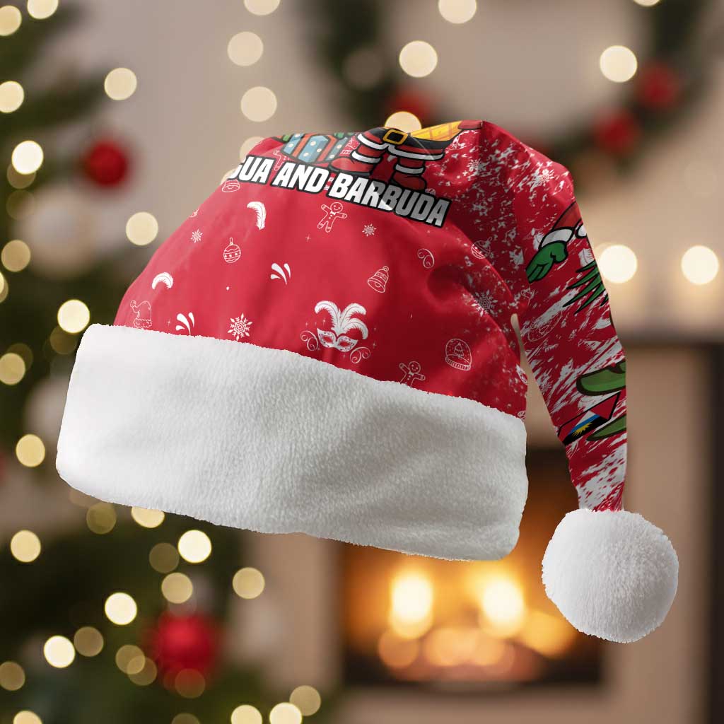 Antigua and Barbuda Christmas Santa Hat with Santa Pineapple Palm Tree Parrot and Gift Design - Wonder Print Shop
