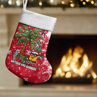 Antigua and Barbuda Christmas Stocking with Santa Pineapple Palm Tree Parrot and Gift Design - Wonder Print Shop