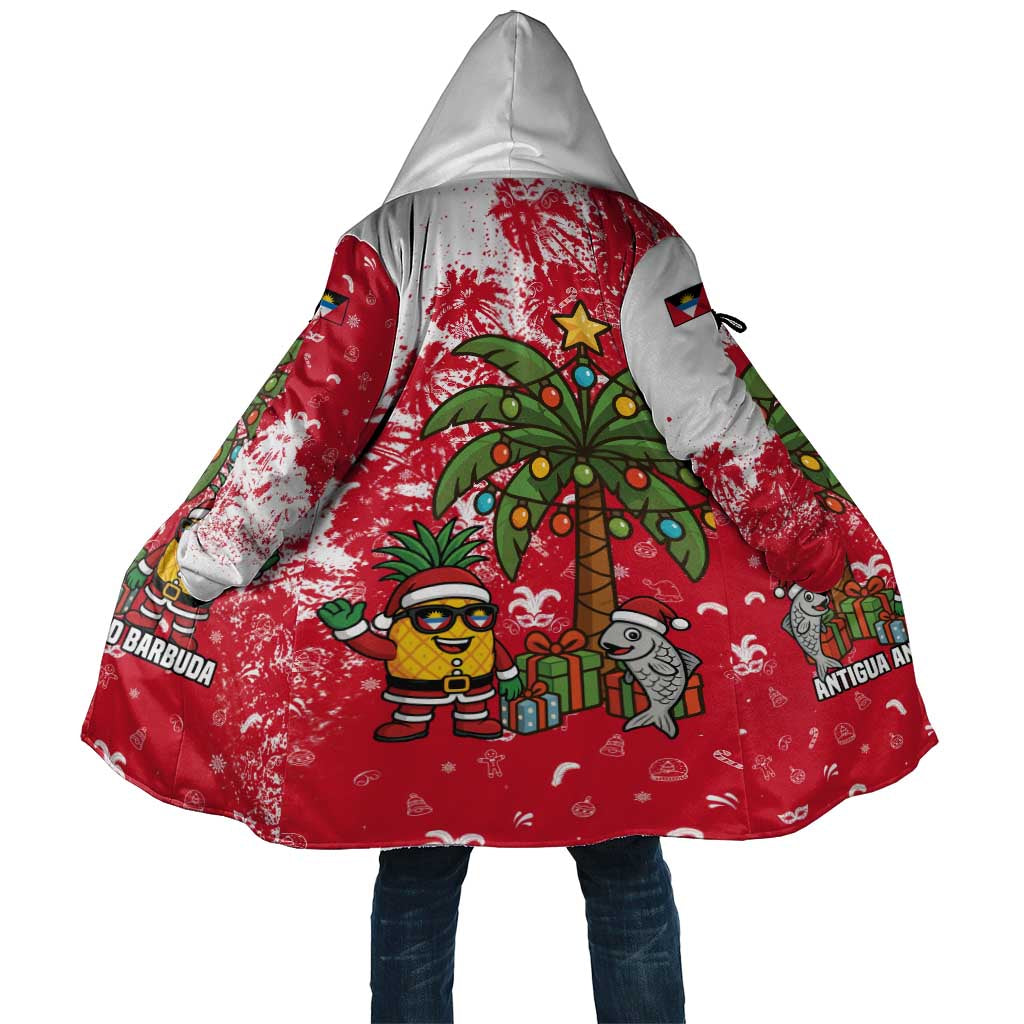 Antigua and Barbuda Christmas Cloak with Santa Pineapple Palm Tree Parrot and Gift Design - Wonder Print Shop