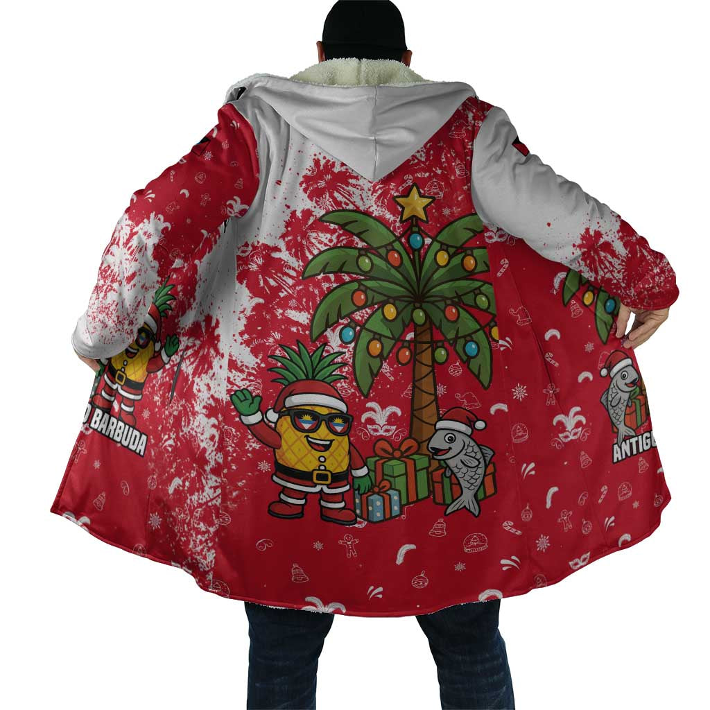 Antigua and Barbuda Christmas Cloak with Santa Pineapple Palm Tree Parrot and Gift Design - Wonder Print Shop