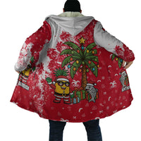 Antigua and Barbuda Christmas Cloak with Santa Pineapple Palm Tree Parrot and Gift Design - Wonder Print Shop