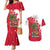 Antigua and Barbuda Christmas Couples Matching Mermaid Dress and Hawaiian Shirt with Santa Pineapple Palm Tree Parrot and Gift Design - Wonder Print Shop