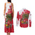 Antigua and Barbuda Christmas Couples Matching Tank Maxi Dress and Long Sleeve Button Shirt with Santa Pineapple Palm Tree Parrot and Gift Design - Wonder Print Shop