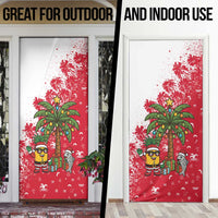 Antigua and Barbuda Christmas Door Cover with Santa Pineapple Palm Tree Parrot and Gift Design - Wonder Print Shop