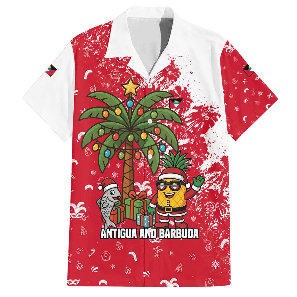 Antigua and Barbuda Christmas Family Matching Long Sleeve Bodycon Dress and Hawaiian Shirt with Santa Pineapple Palm Tree Parrot and Gift Design - Wonder Print Shop