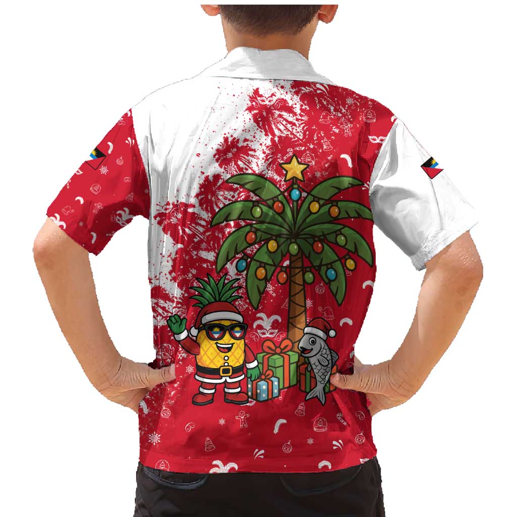 Antigua and Barbuda Christmas Family Matching Mermaid Dress and Hawaiian Shirt with Santa Pineapple Palm Tree Parrot and Gift Design - Wonder Print Shop