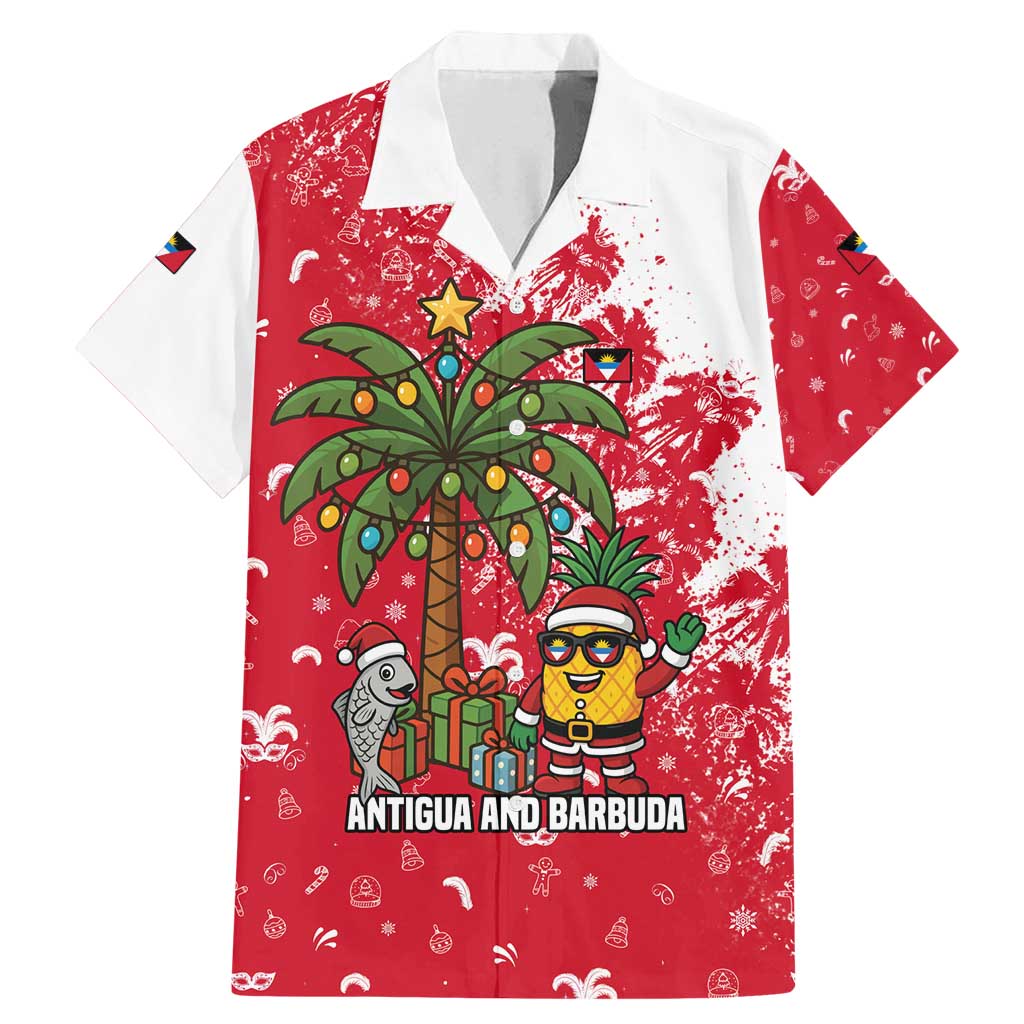 Antigua and Barbuda Christmas Family Matching Mermaid Dress and Hawaiian Shirt with Santa Pineapple Palm Tree Parrot and Gift Design - Wonder Print Shop