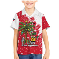 Antigua and Barbuda Christmas Family Matching Mermaid Dress and Hawaiian Shirt with Santa Pineapple Palm Tree Parrot and Gift Design - Wonder Print Shop