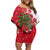 Antigua and Barbuda Christmas Family Matching Off Shoulder Short Dress and Hawaiian Shirt with Santa Pineapple Palm Tree Parrot and Gift Design - Wonder Print Shop