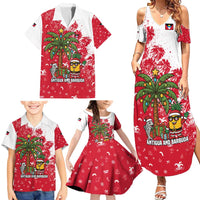Antigua and Barbuda Christmas Family Matching Summer Maxi Dress and Hawaiian Shirt with Santa Pineapple Palm Tree Parrot and Gift Design - Wonder Print Shop