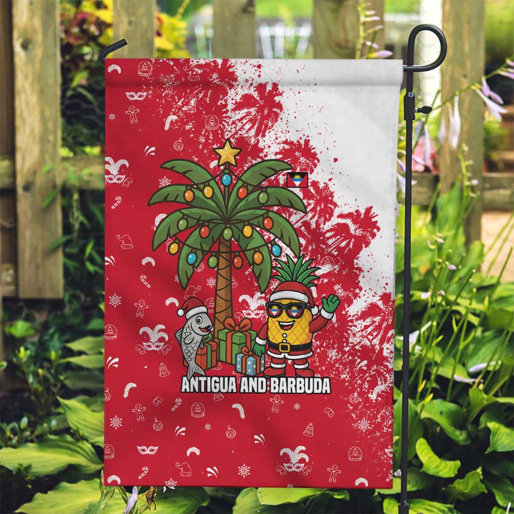 Antigua and Barbuda Christmas Garden Flag with Santa Pineapple Palm Tree Parrot and Gift Design - Wonder Print Shop