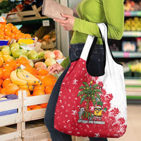 Antigua and Barbuda Christmas Grocery Bag with Santa Pineapple Palm Tree Parrot and Gift Design - Wonder Print Shop