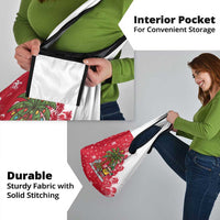 Antigua and Barbuda Christmas Grocery Bag with Santa Pineapple Palm Tree Parrot and Gift Design - Wonder Print Shop