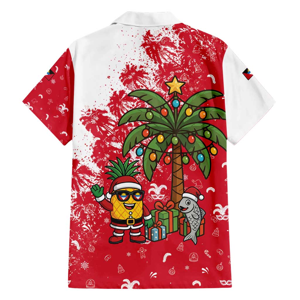 Antigua and Barbuda Christmas Hawaiian Shirt with Santa Pineapple Palm Tree Parrot and Gift Design - Wonder Print Shop